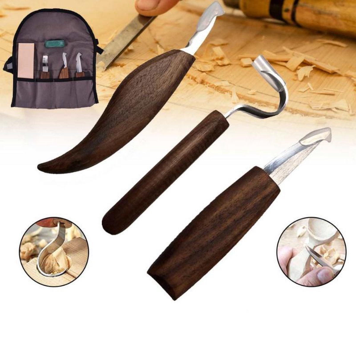 Dexters® Houtsnijset | Houtsnijwerk Set | Houtsnijbeitel | Houtsnijden | 5 Delig